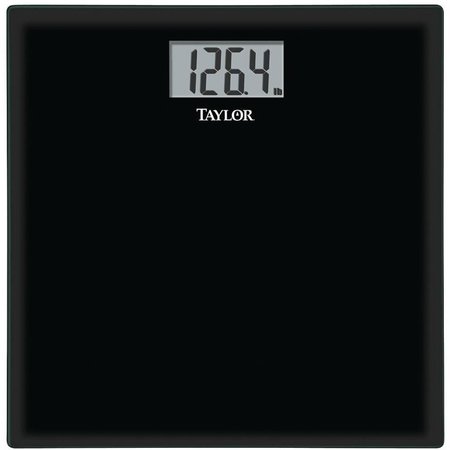 TAYLOR 75584192B Bathroom Scale, 400 lb Capacity, LCD Display, Black, 1363 in OAW, 1363 in OAD 755841932B